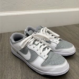 Nike White and Gray Dunk Sneakers